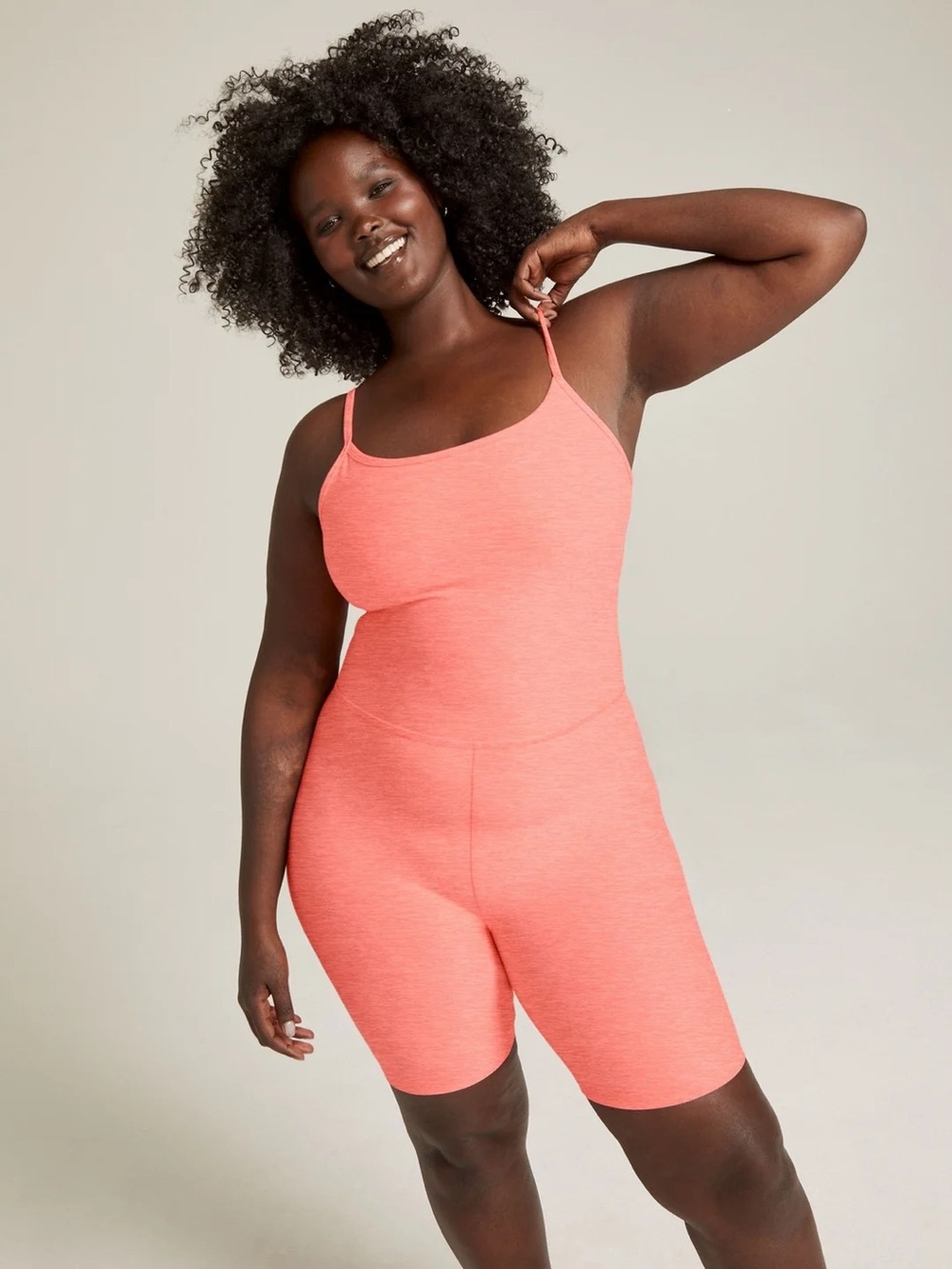 Beyond Yoga Spacedye Get In Gear Biker Jumpsuit in Electric Peach Heather Sz Med